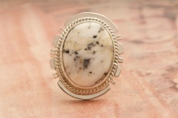 Genuine White Buffalo Turquoise Native American Ring